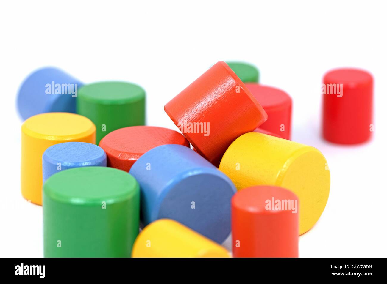 Colorful wooden building blocks against white background Stock Photo ...
