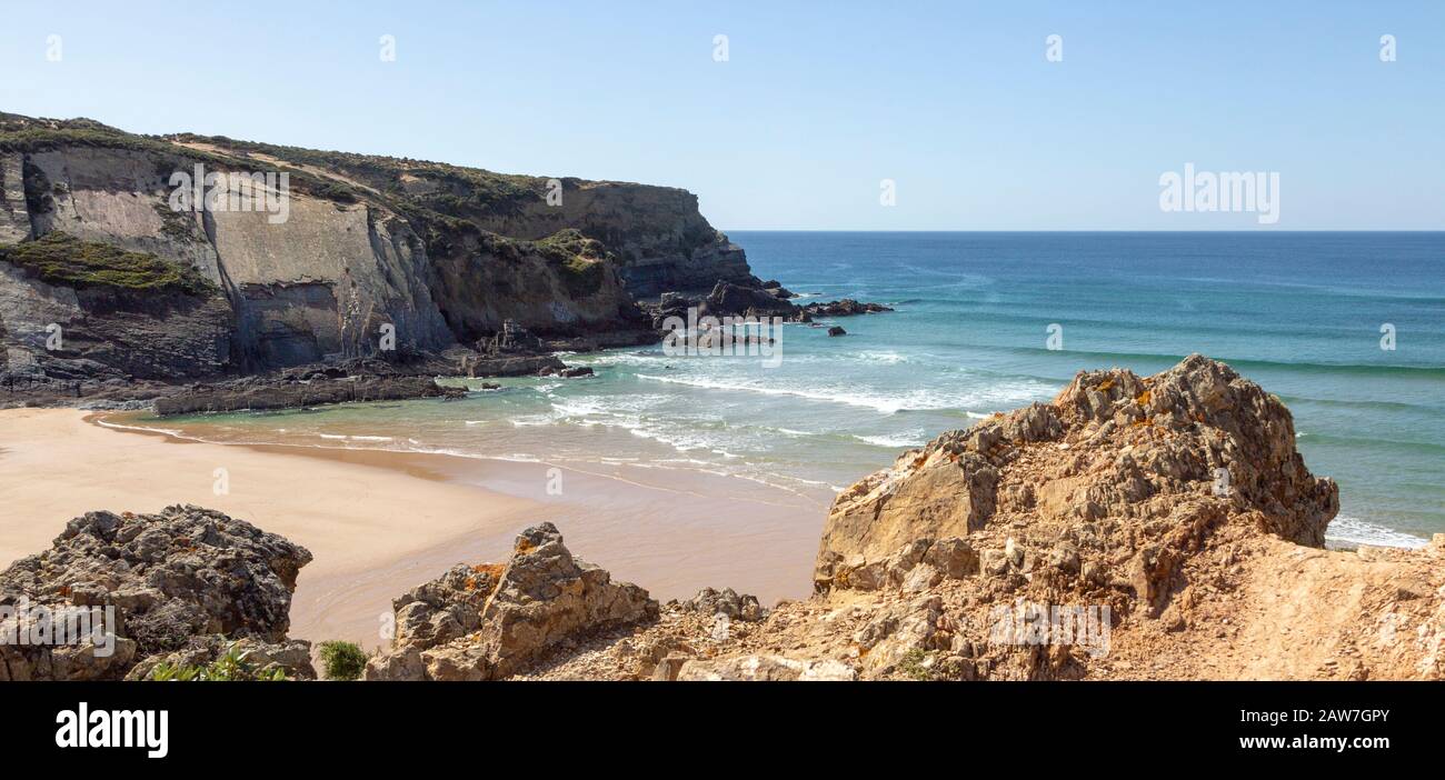 Sandy Carvalhal beach Costa Vicentina natural park, near Brejão, Alentejo Littoral, Portugal, Southern Europe Stock Photo