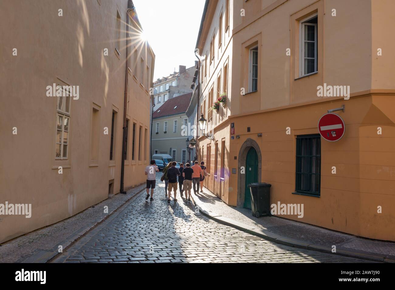 Prague, Czech Republic - May 22, 2018: Group of young people walking the streets of Prague Stock Photo