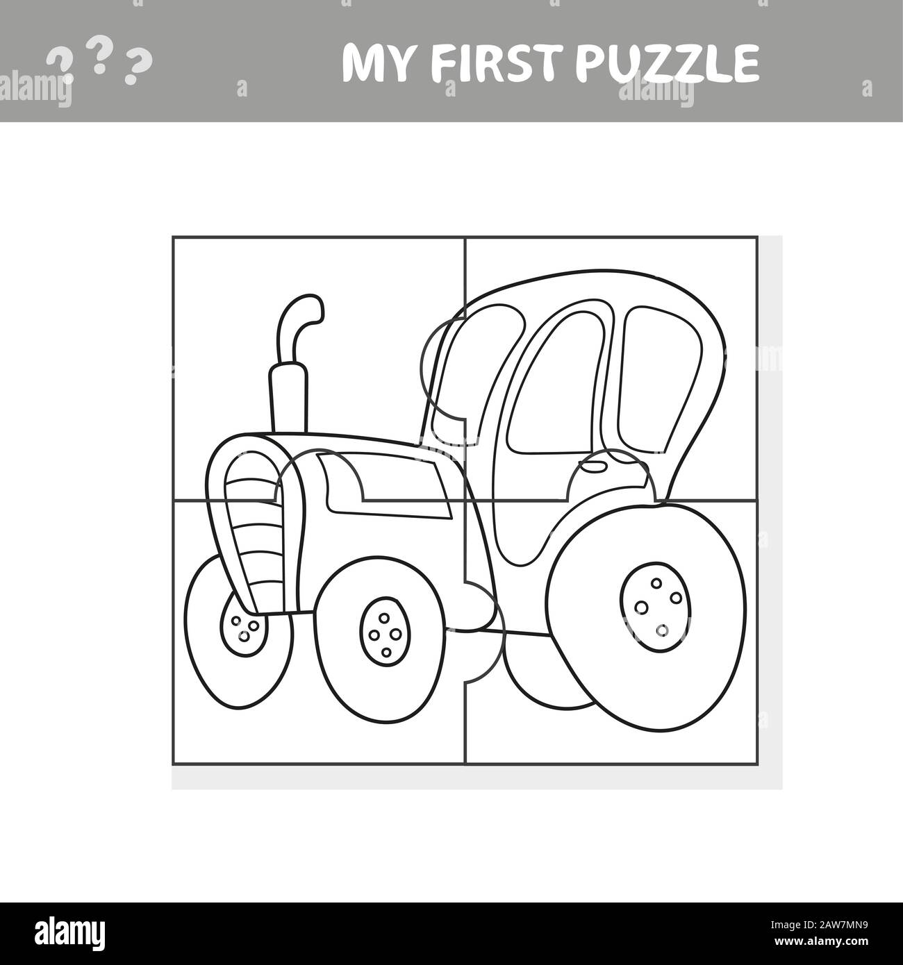 Cartoon Vector Illustration of Education Puzzle Game for Preschool Children with Funny Machine - My first puzzle and coloring book Stock Vector Image & Art - Alamy