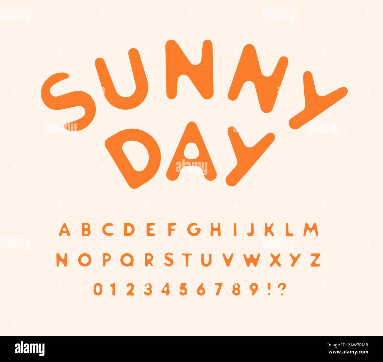 Sunny Letters And Numbers Set Melted From Hot Sun Rounded Funny