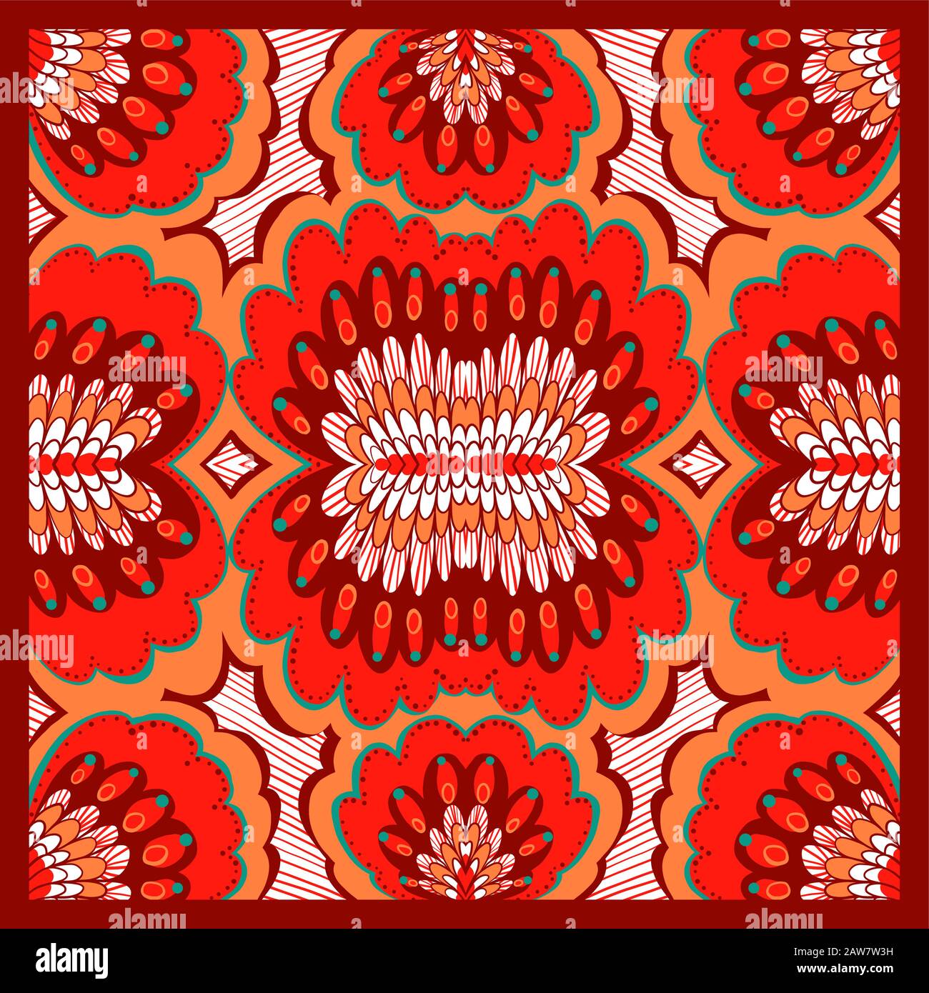 Abstract Textile Design with Bold Purple and Geometric Patterns