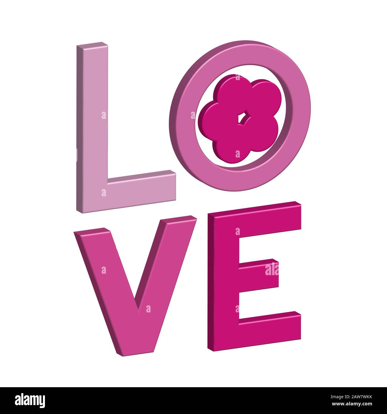 Happy Valentines day card with 3D text LOVE. Stock Vector