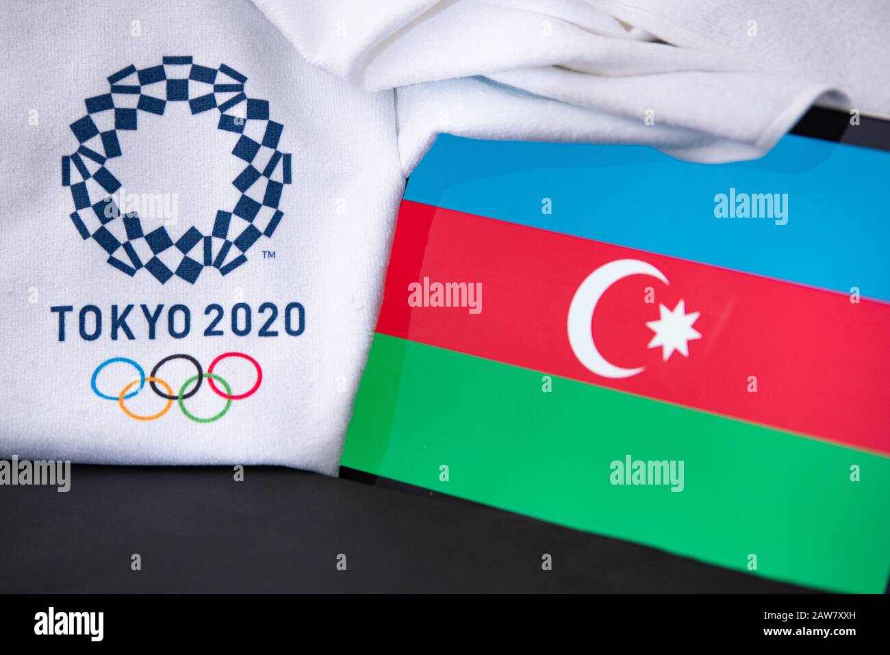 TOKYO, JAPAN, FEBRUARY. 8. 2020: Azerbaijan at summer olympic game in ...