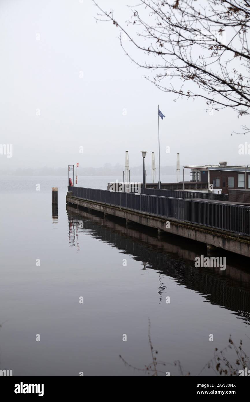 Segelschule Pieper on Außenalster in Hamburg , Germany Stock Photo