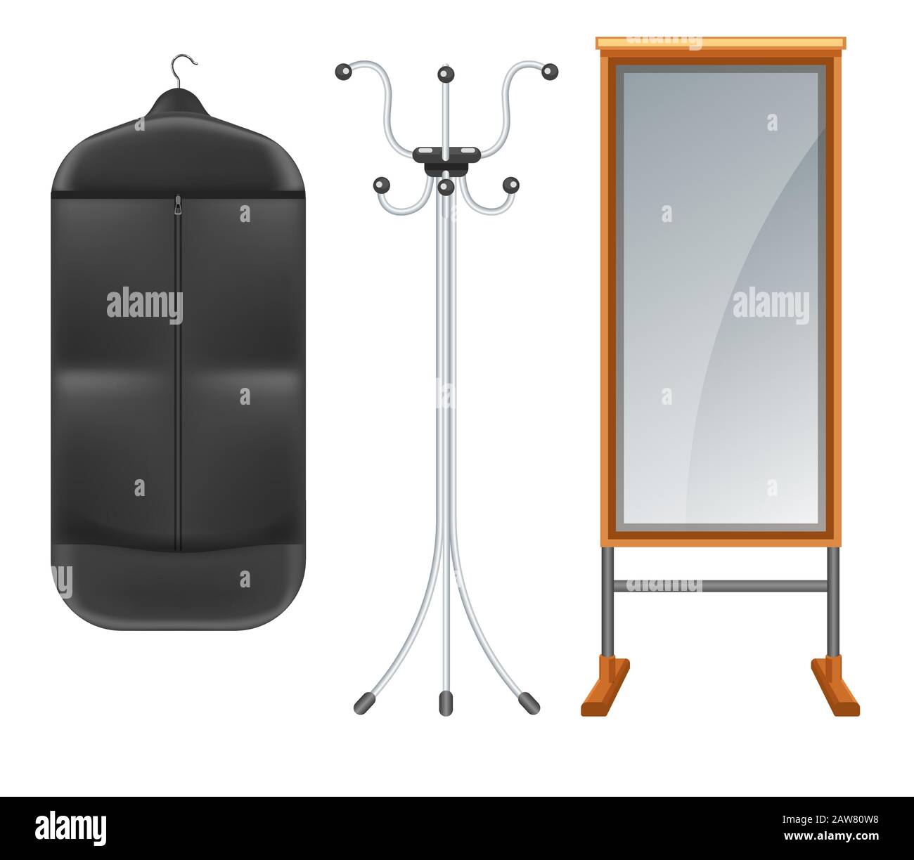 Clothing suit bag with coat rack and full length mirror Stock Vector