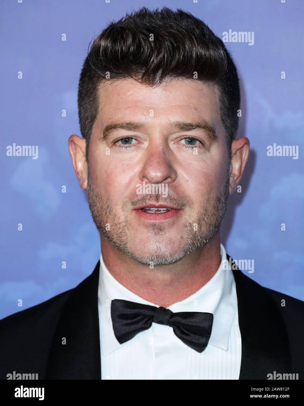 Beverly Hills, United States. 06th Feb, 2020. BEVERLY HILLS, LOS ANGELES, CALIFORNIA, USA - FEBRUARY 06: Singer Robin Thicke arrives at the 2020 Hollywood For The Global Ocean Gala Honoring HSH Prince Albert II Of Monaco held at the Palazzo di Amore on February 6, 2020 in Beverly Hills, Los Angeles, California, United States. (Photo by Xavier Collin/Image Press Agency) Credit: Image Press Agency/Alamy Live News Stock Photo