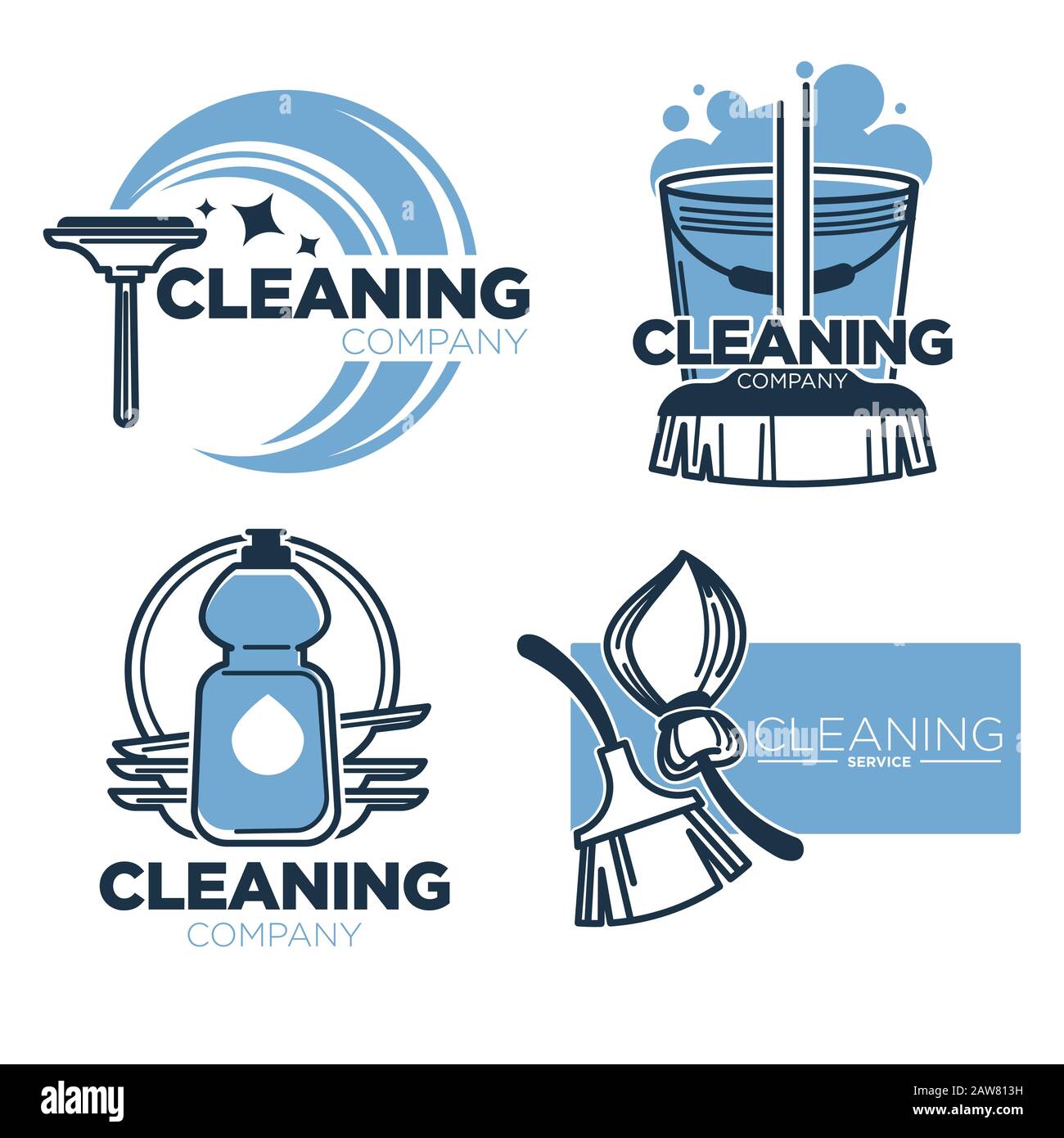 Cleaning tools and clean service isolated icons, housekeeping company