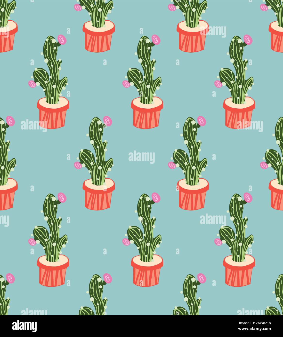 Seamless cute pattern with cactus Stock Vector
