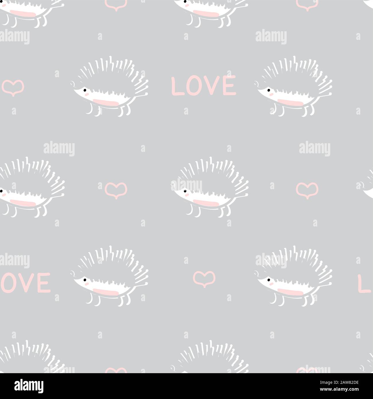 seamless cute hedgehog animal pattern Stock Vector