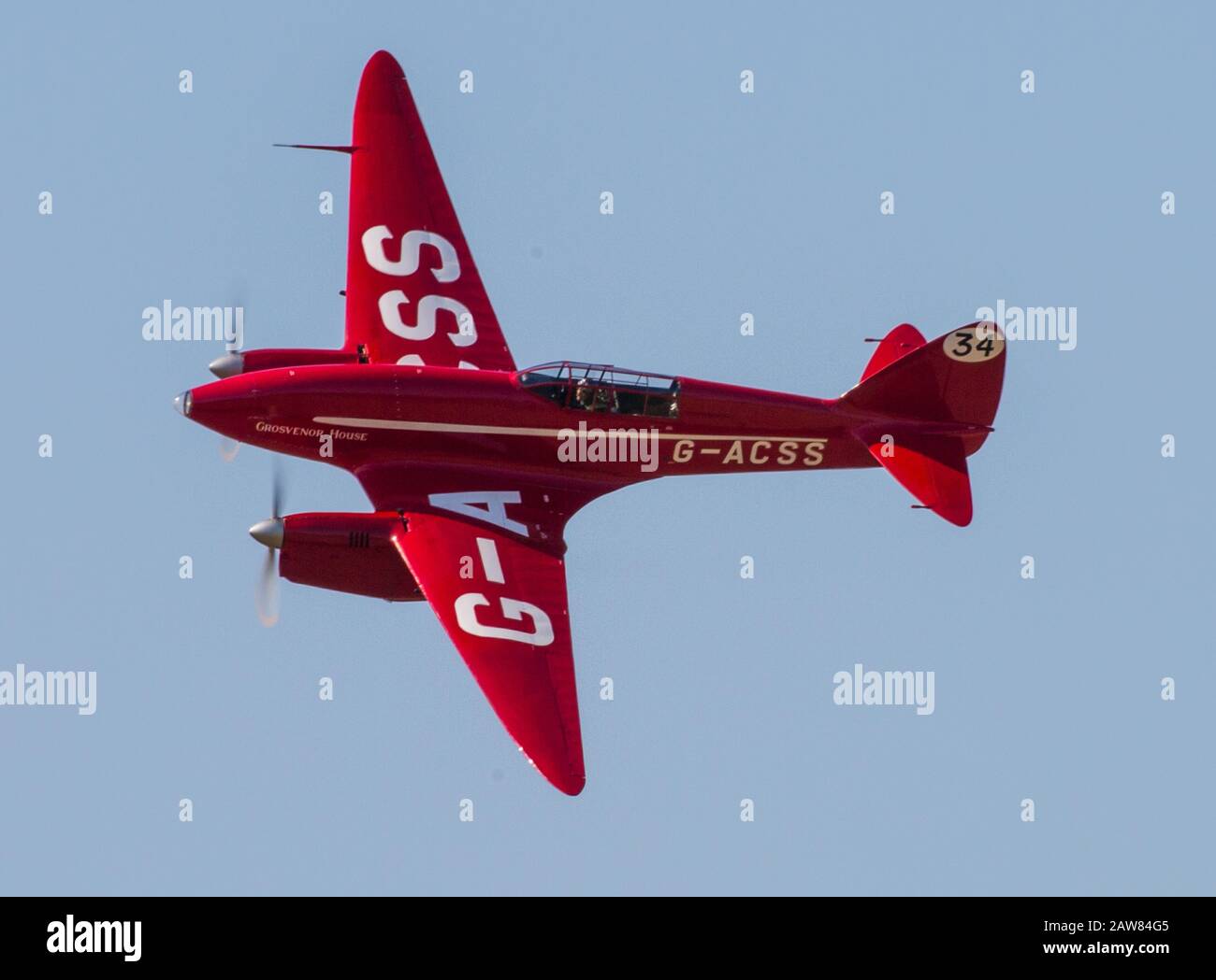 de Havilland DH88 Comet Racer Grosvenor House Aircraft at the Little Gransden Charity Air Show Stock Photo