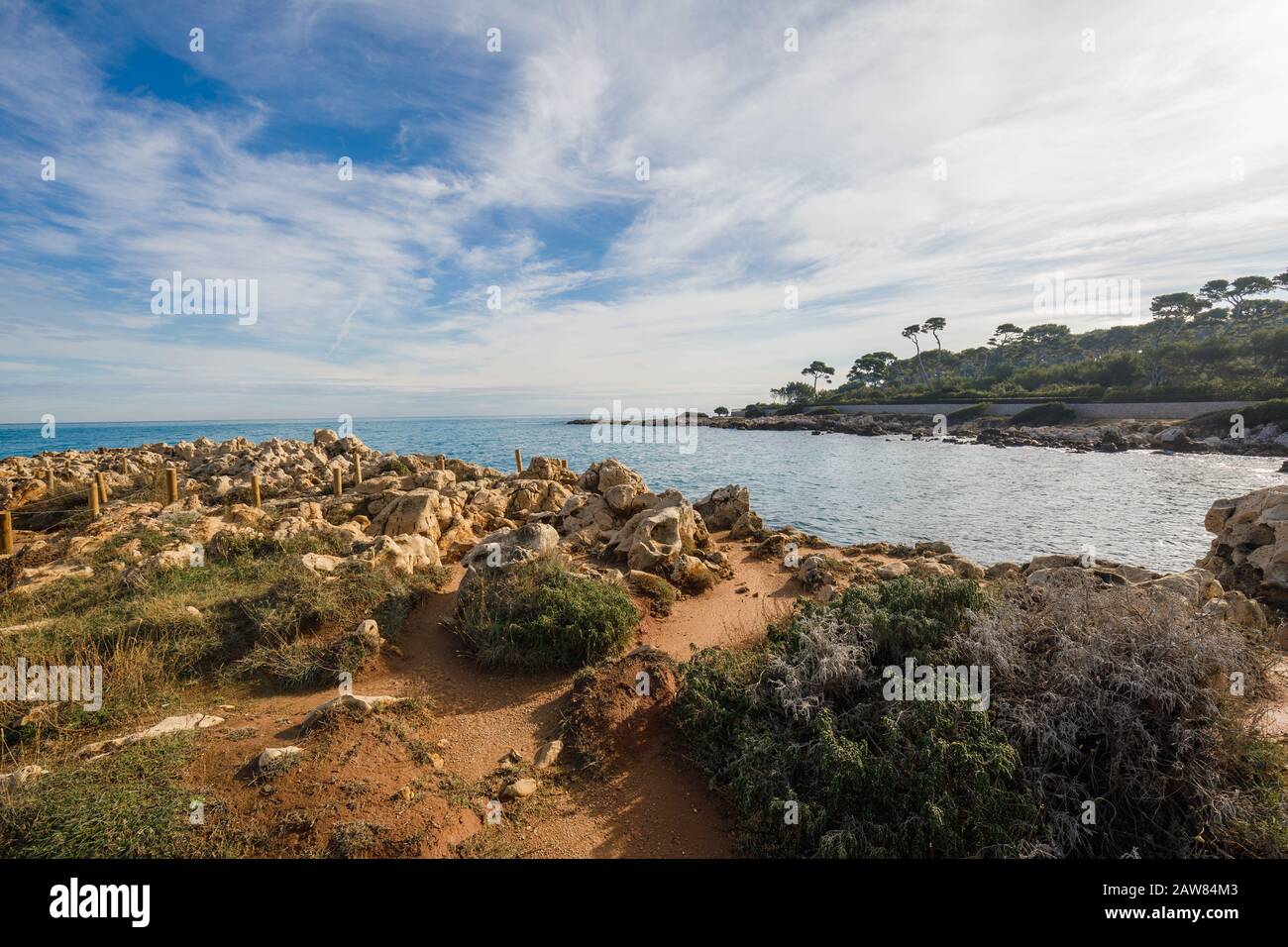 Cap d'antibes hike on the shore. Antibes tourism in the south of France Stock Photo