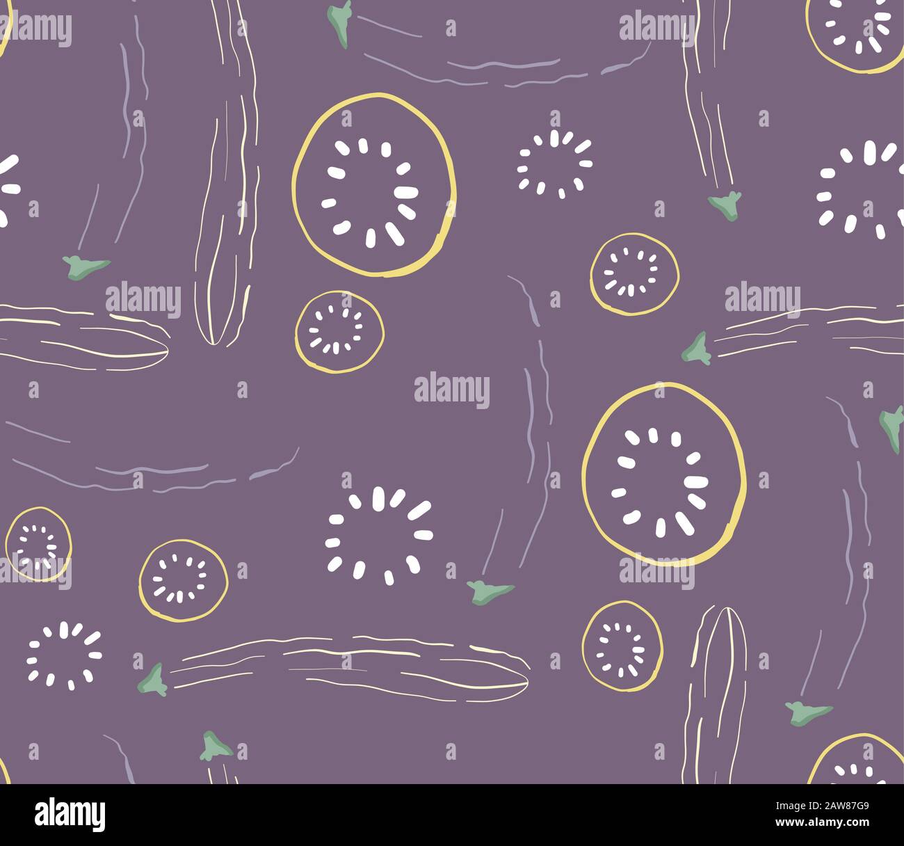 Vector illustration of hand drawn zucchini and eggplant varieties. Stock Vector