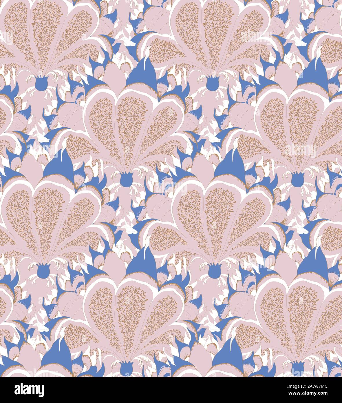 Paisley on a pink background. Floral vector pattern. Stock Vector
