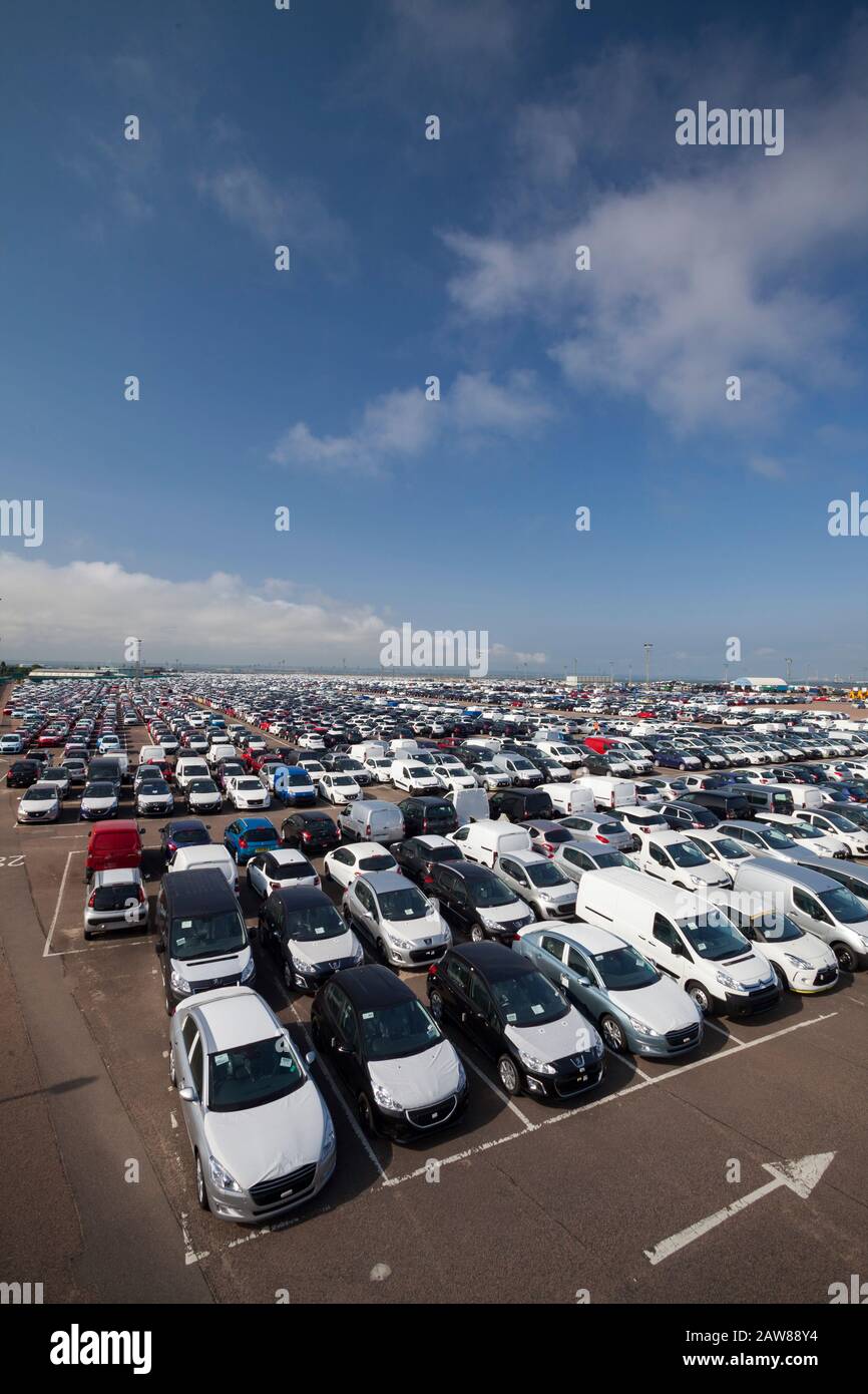 Brand new cars imported and exported from port Stock Photo Alamy