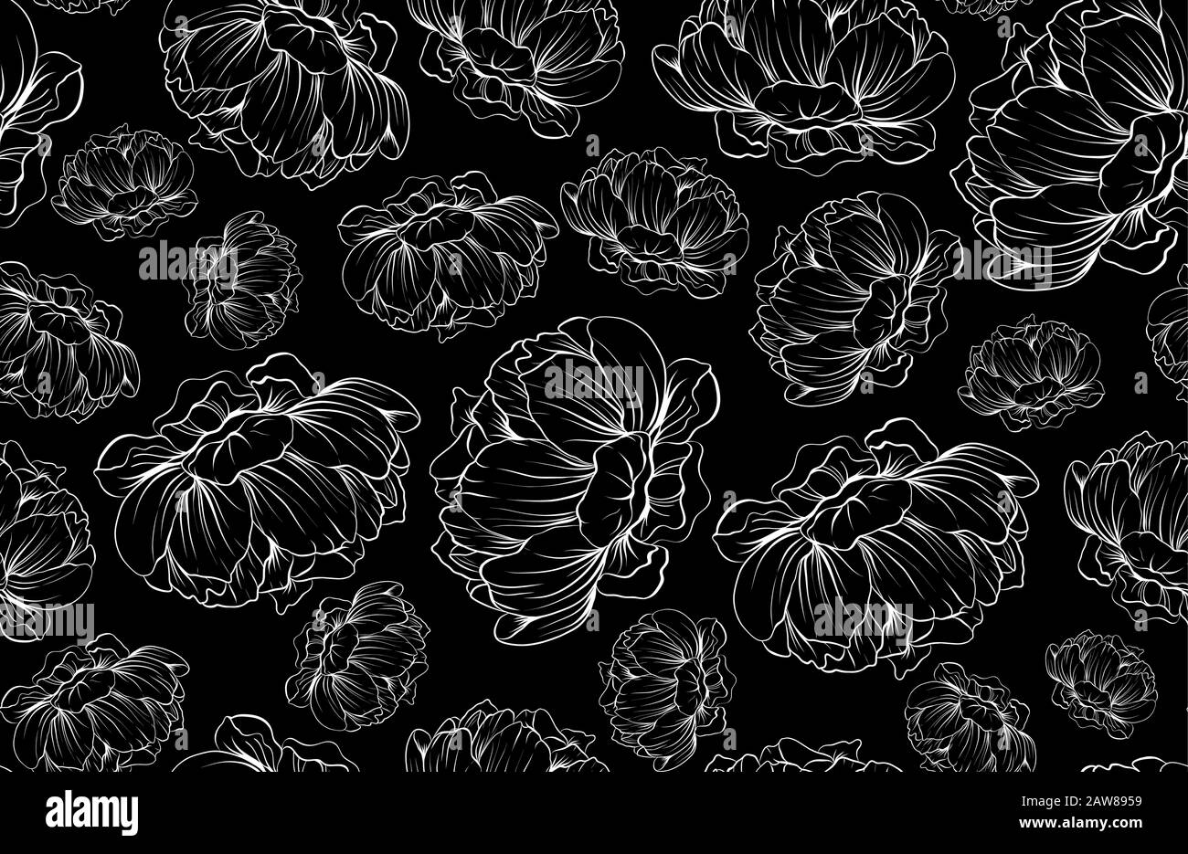 Seamless floral border colorful Black and White Stock Photos & Images ...