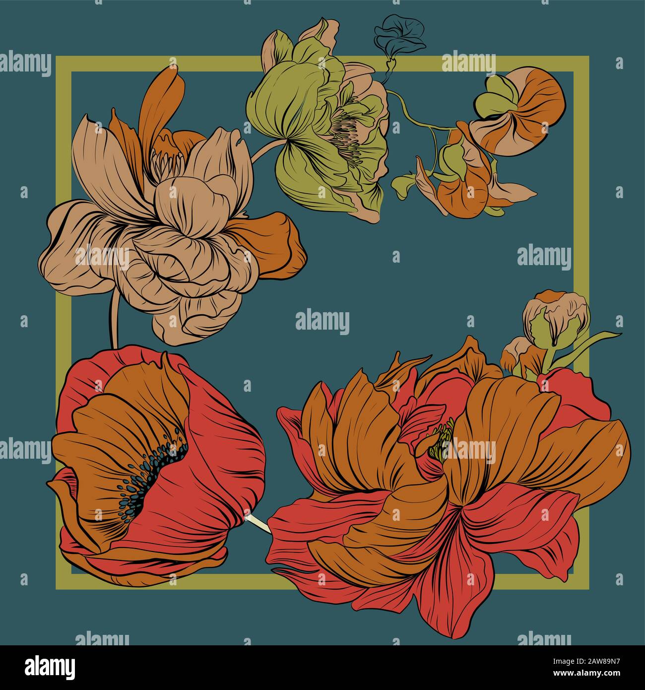 Floral pattern, can use be for shawl, decor, fabric. Stock Vector