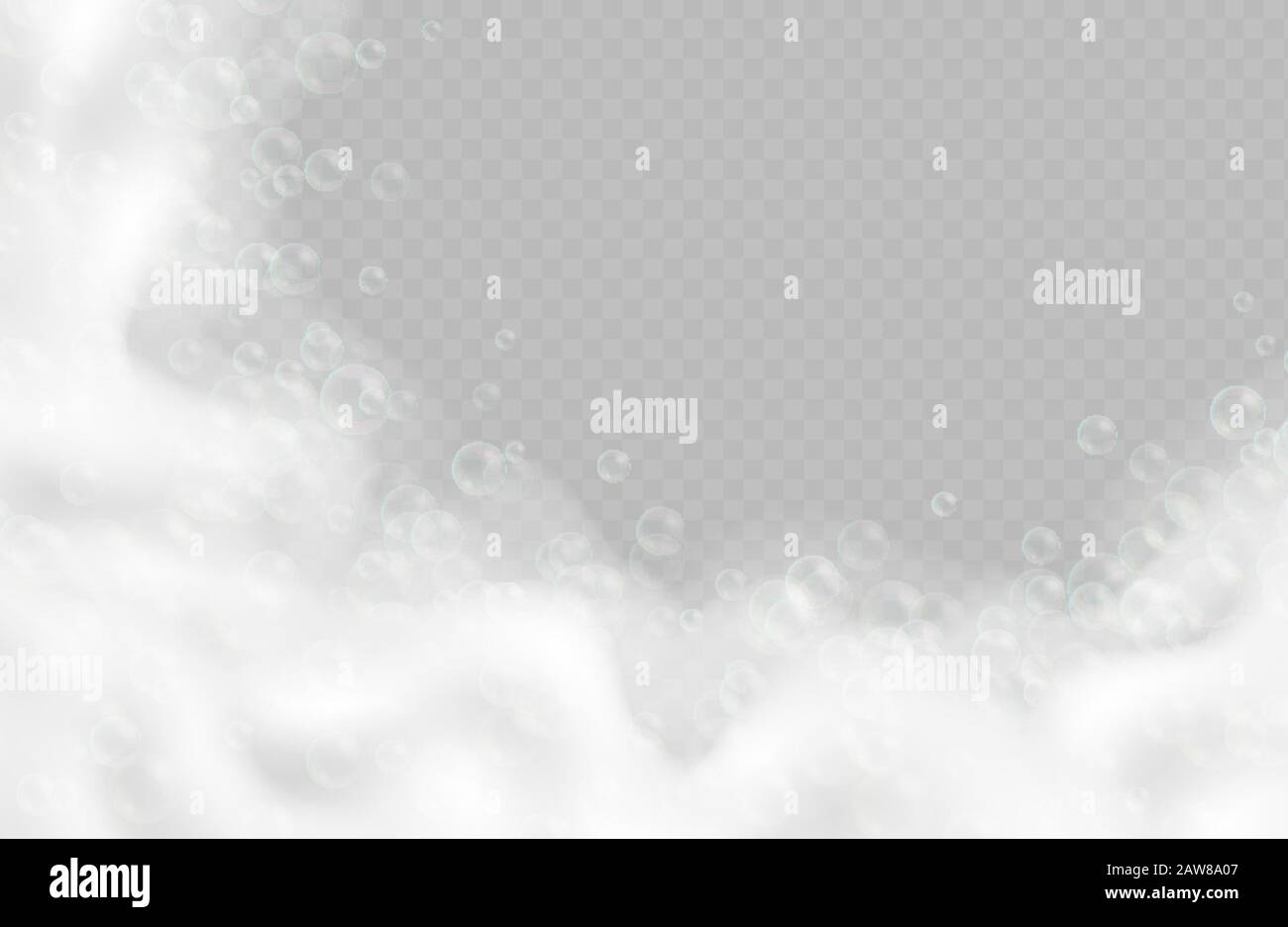 Realistic bath foam with bubbles isolated on transparent background ...