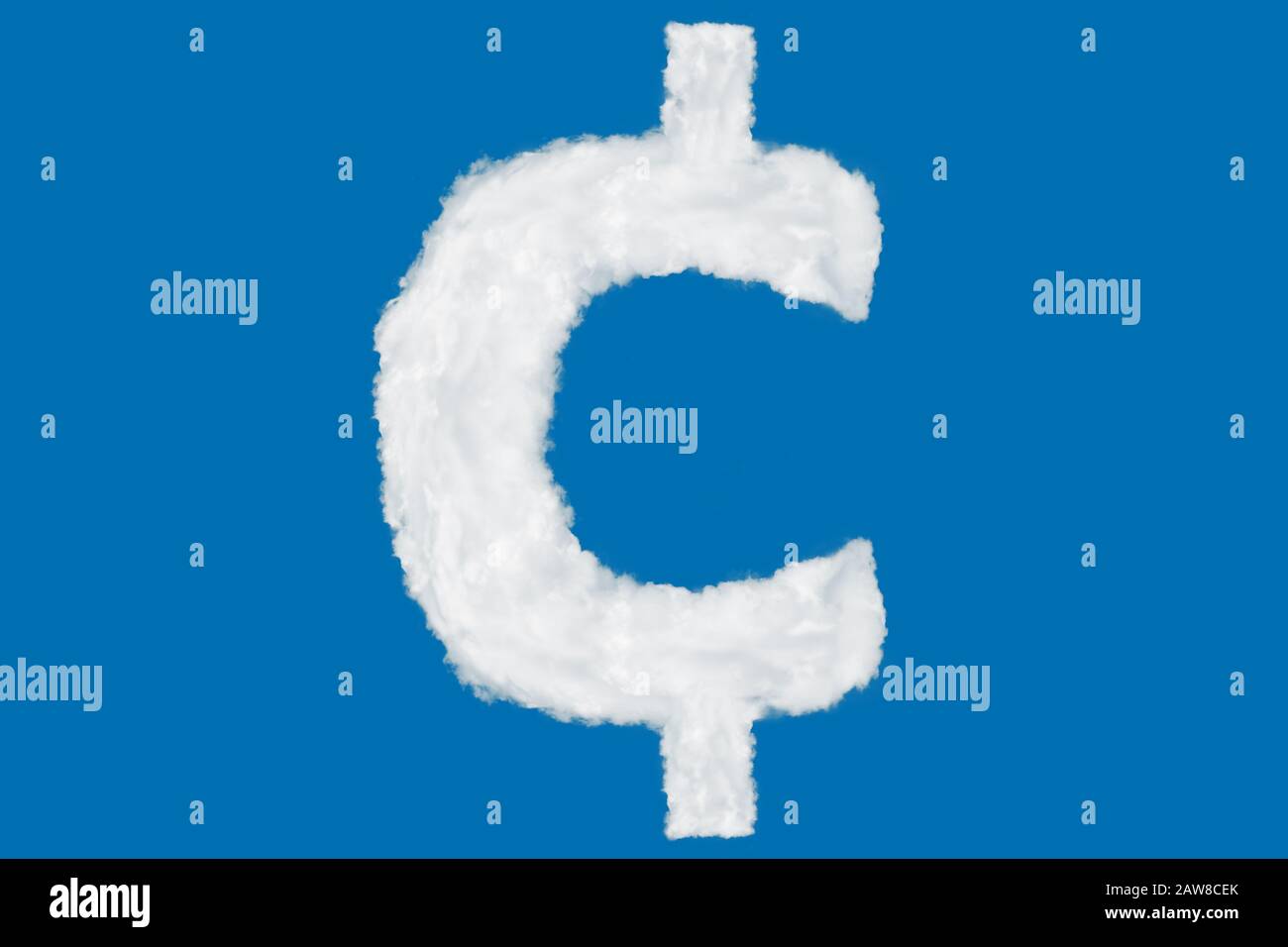 Cent of US dollar currency sign element made of clouds on blue background over sky Stock Photo