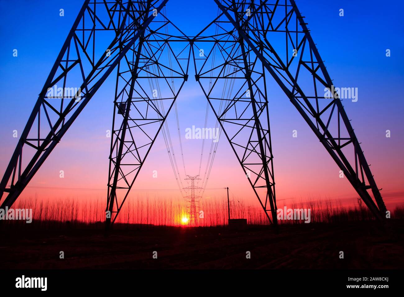 The evening of the pylon outline Stock Photo - Alamy