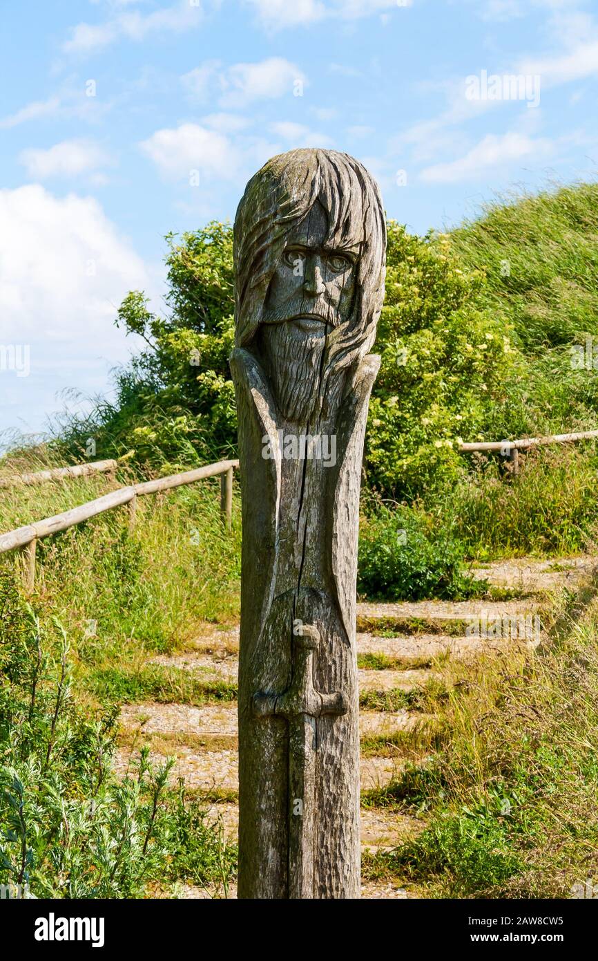 Pole sculpture at Kap Arkona, Ruegen Stock Photo