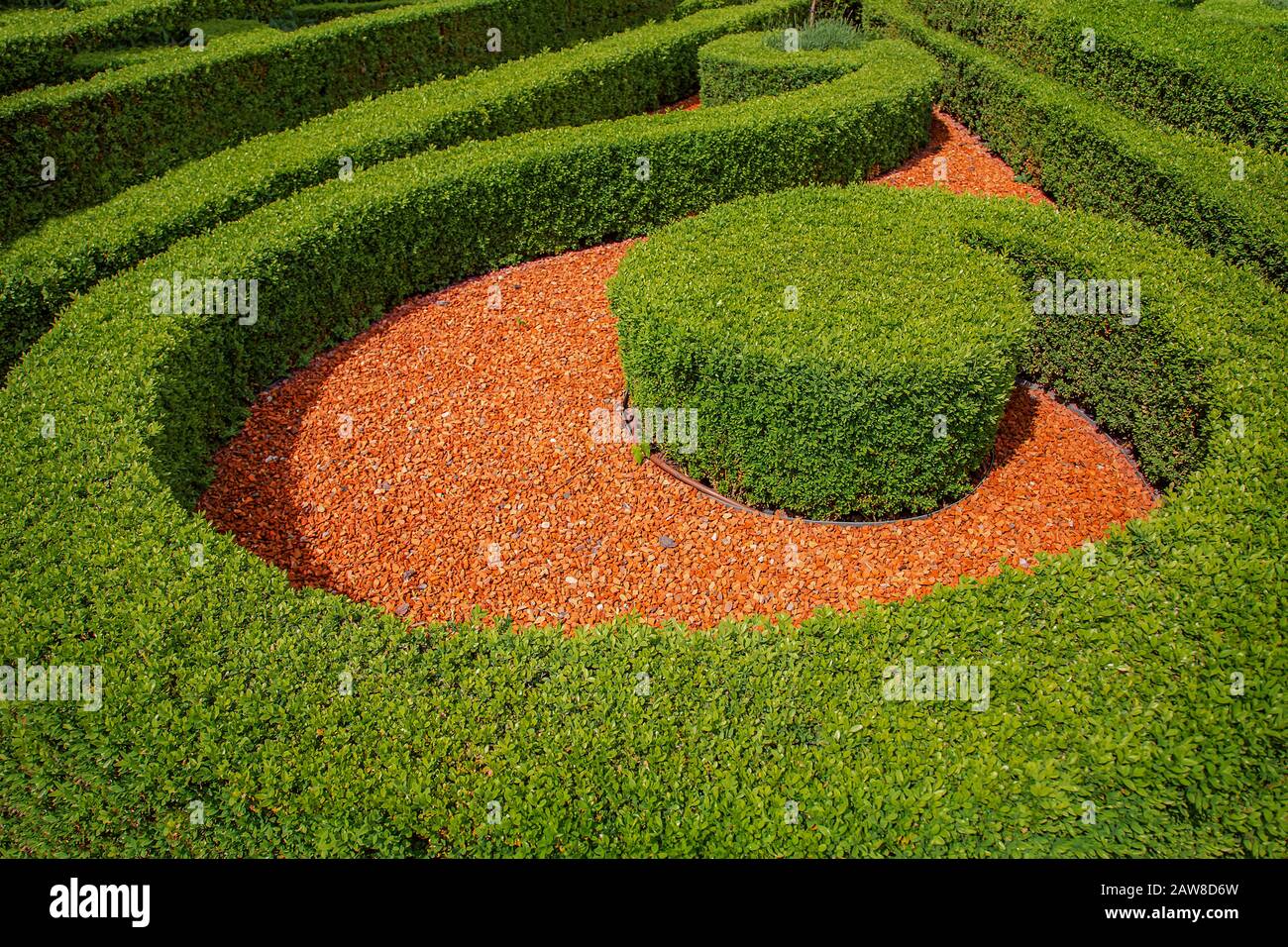 Castle gardens in front of Royal Castle in Warsaw, saxon facade Poland. Landscape design, park