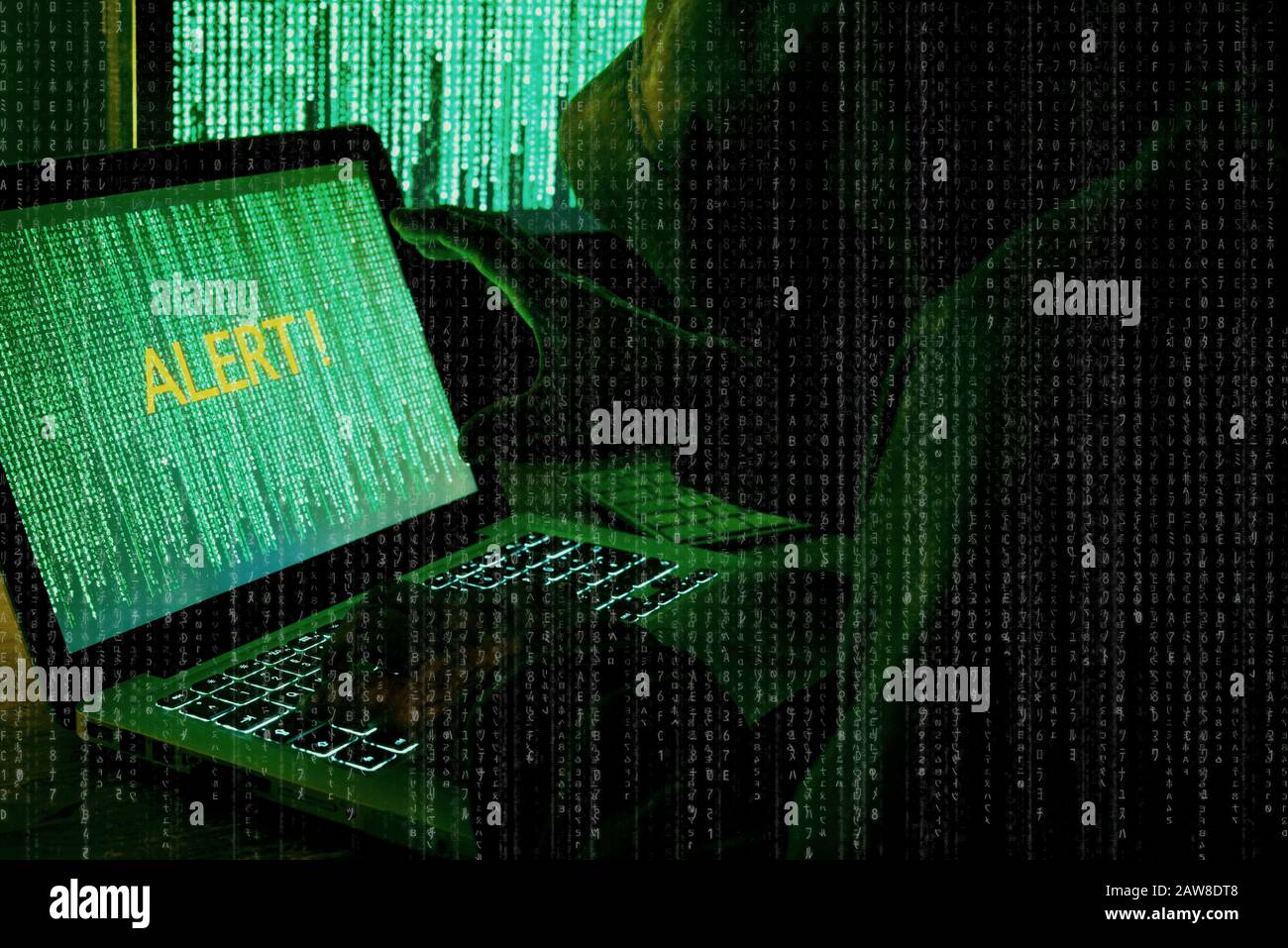 Cybercrime hacker in the dark Stock Photo