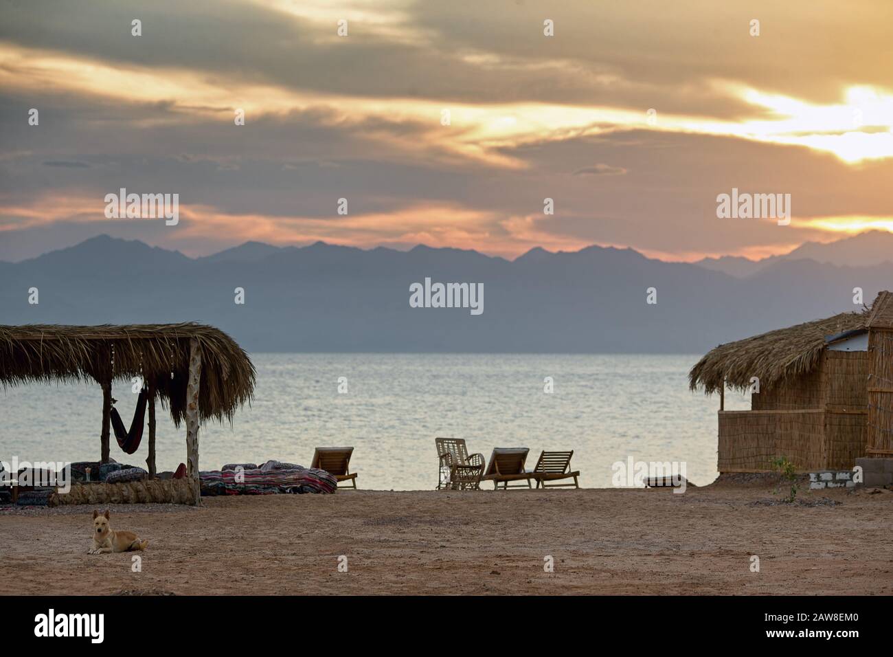 View of Bedouin Camp. Res Shitan. Nuweiba. Egypt Stock Photo