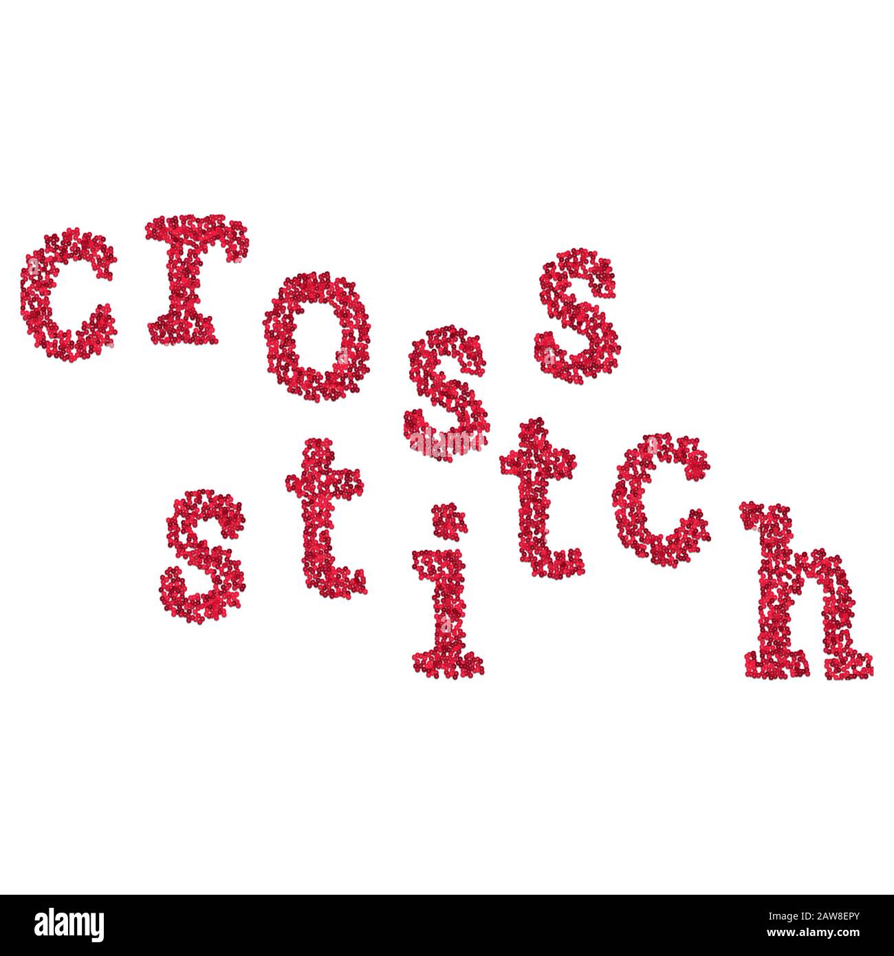 Cross stitch word abc patch composition concept isolated illustration