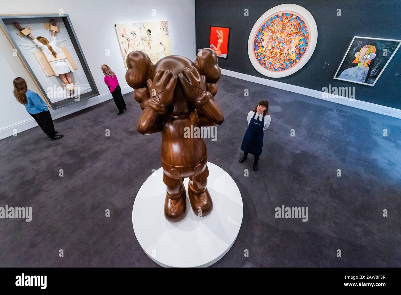 London, UK. 7th February, 2020. Kaws, At this Time, 2013, est £0.7-0.9m - Sotheby's previews its Contemporary Art Sale which takes place on 11th February 2020 in London. Credit: Guy Bell/Alamy Live News Stock Photo