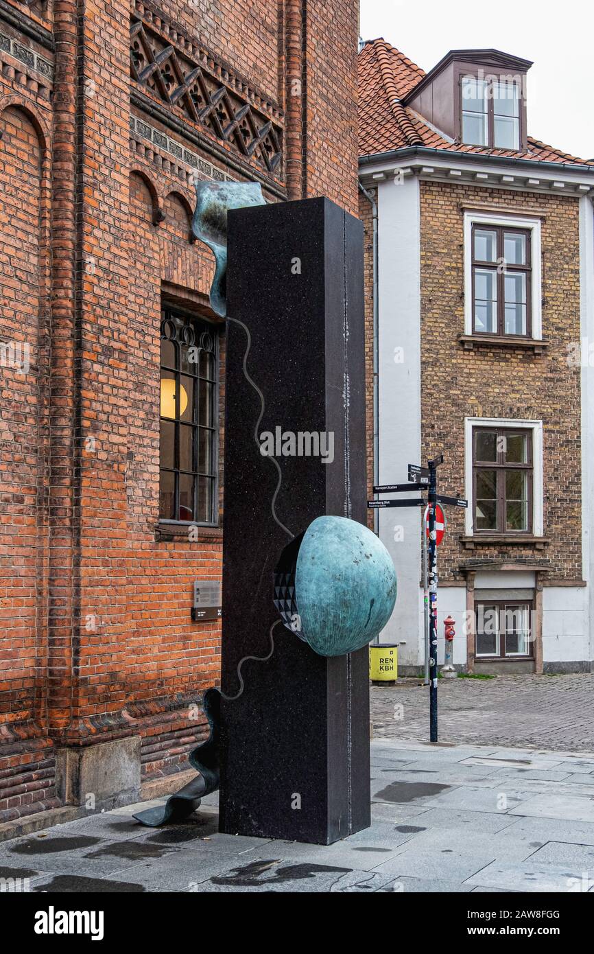 Inge Lehmann Monument by sculptor Elisabeth Toubro honours the Danish geophysicist, Frue Plads, Copenhagen Stock Photo