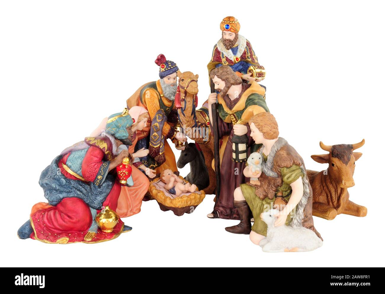 Traditional Christmas nativity scene with Mary and Joseph and baby ...
