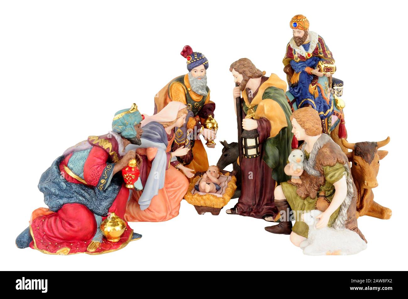 Traditional Christmas nativity scene with Mary and Joseph and baby ...
