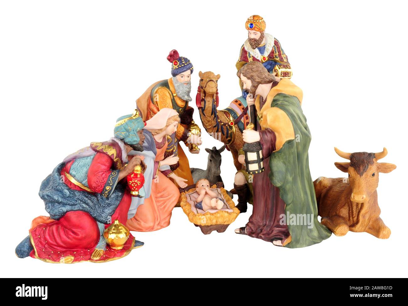 Traditional Christmas nativity scene with Mary and Joseph and baby ...
