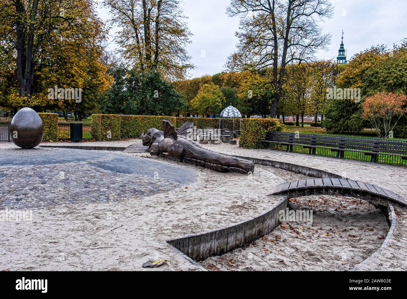 Children's playground in King's Gardens at castle in