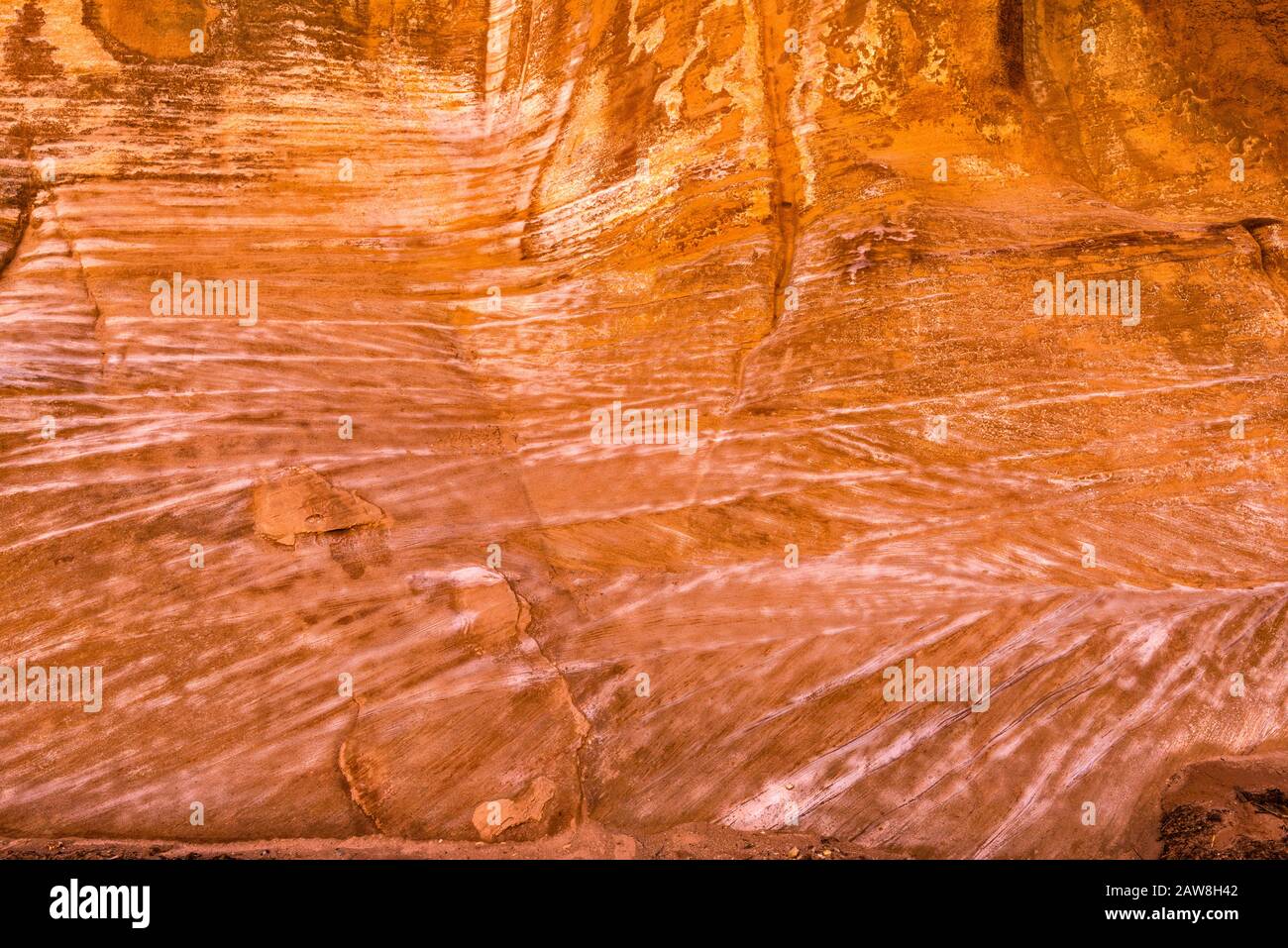 Crossbedding at cliff wall at Capitol Gorge, canyon in Capitol Reef National Park, Colorado Plateau, Utah, USA Stock Photo