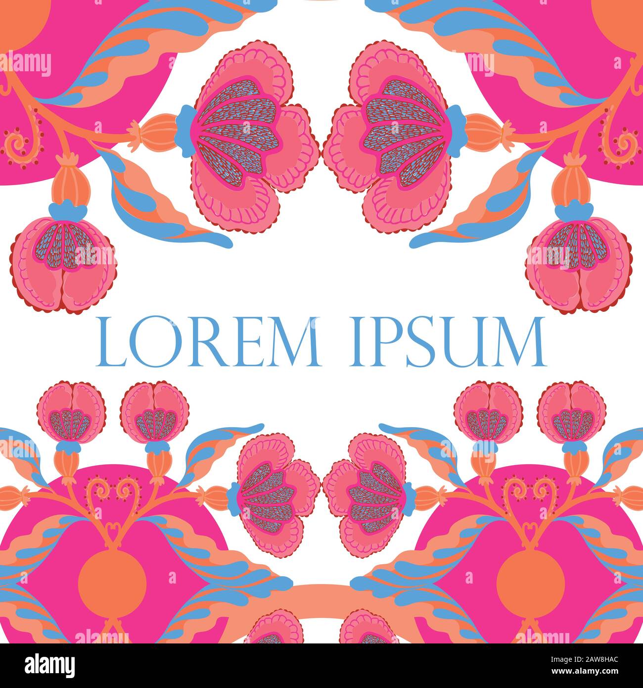 Postcard elegant template with abstract hand drawn floral elements. Vector decorative rustic wedding invite. Stock Vector