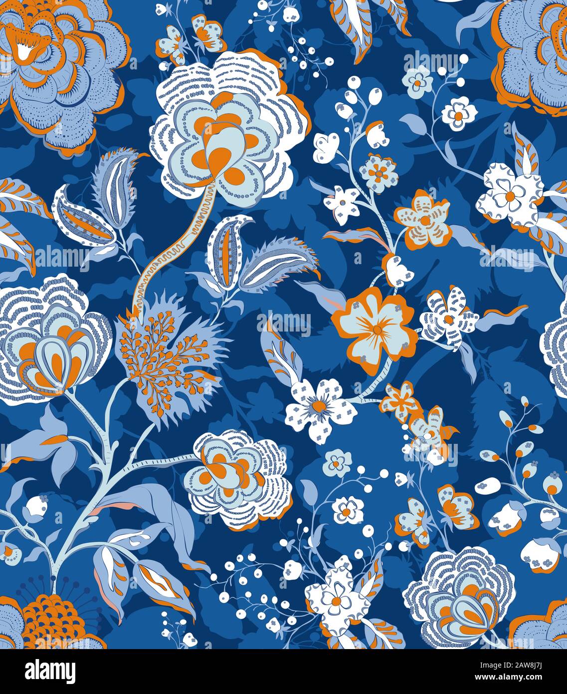 Traditional oriental seamless floral pattern. Vintage flowers background.  Decorative ornament backdrop for fabric, textile, wrapping paper, card  Stock Vector Image & Art - Alamy