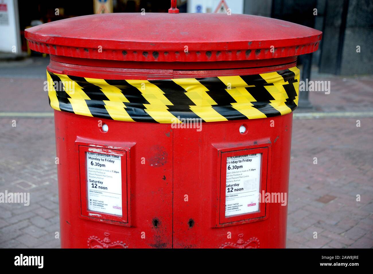 London, England, UK. Post box / pillar box closed off with tape Stock Photo
