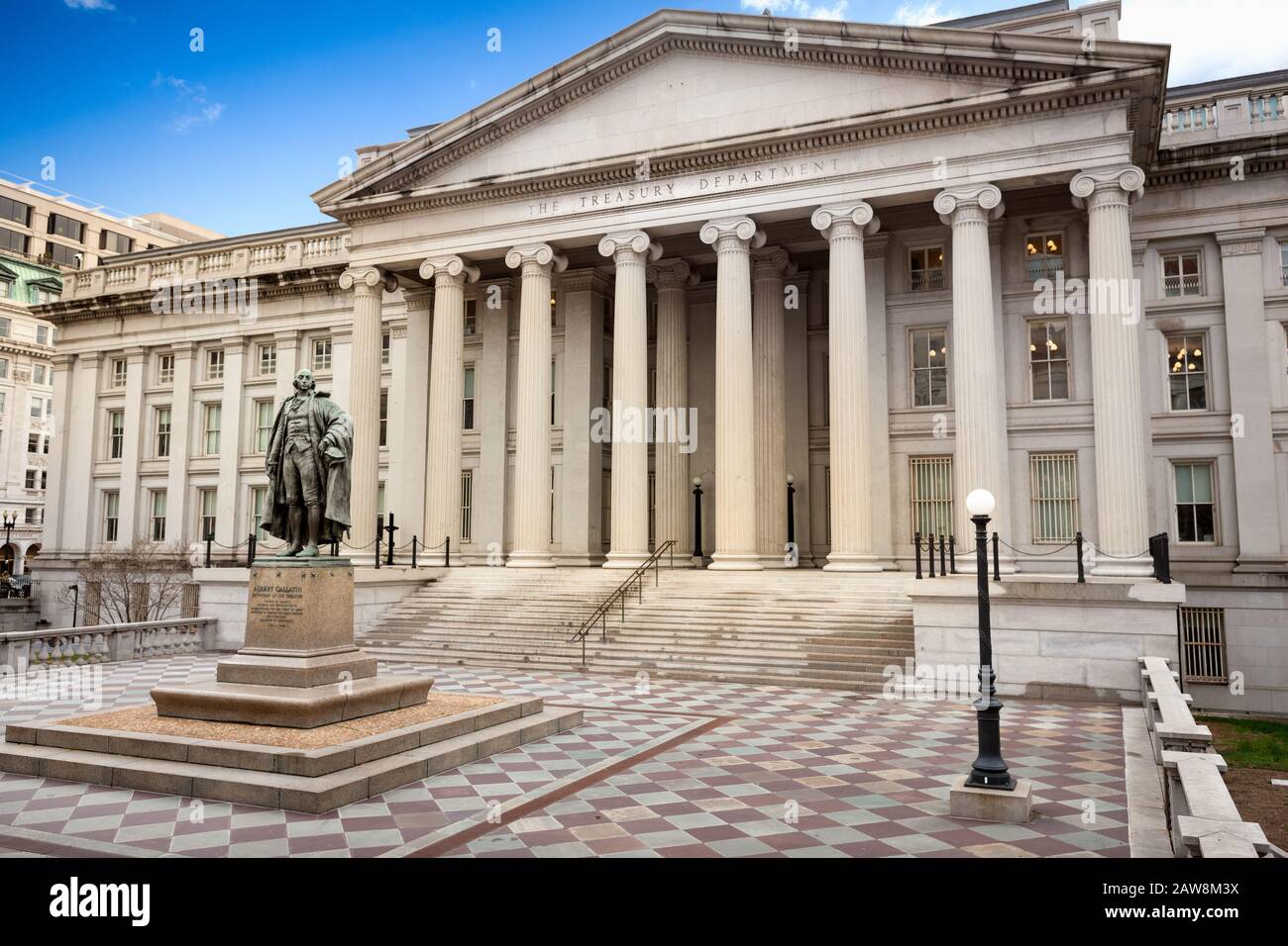 Exterior of United States Department of Treasury daytime Stock Photo