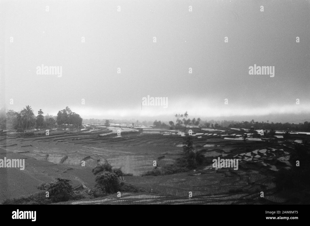 march to Fort van der Capellen and Fort de Kock (Anei Gorge)  [Landscape with rice fields] Date: December 29, 1948 Location: Batusangkar, Indonesia , Dutch East Indies, Sumatra Stock Photo
