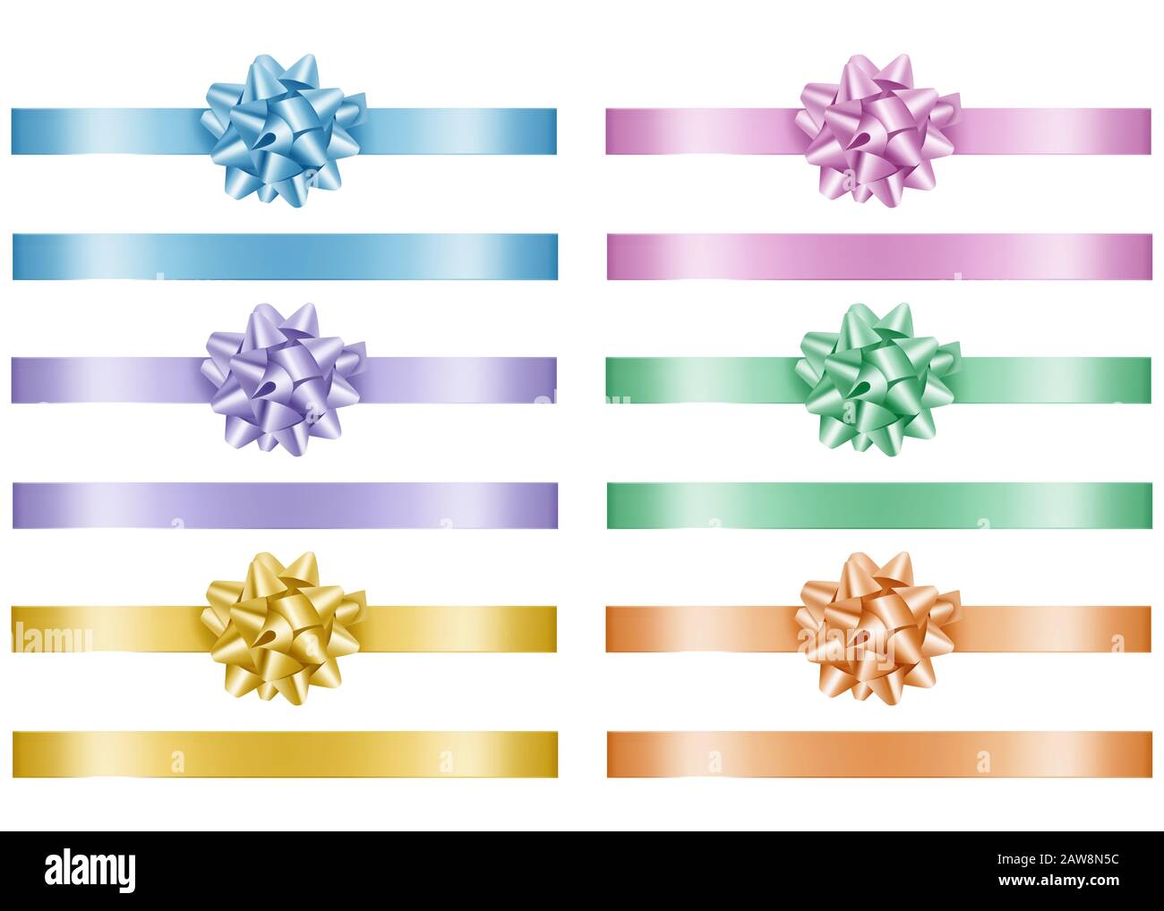 set isolated colorful bows and ribbons Stock Photo - Alamy