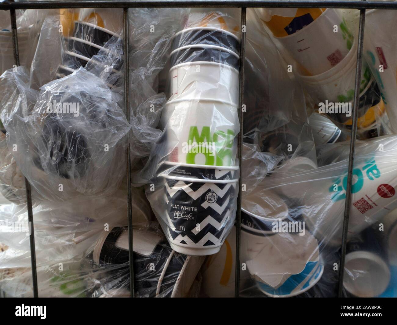 McDonald's disposable paper cups in a frame roll container Stock Photo ...