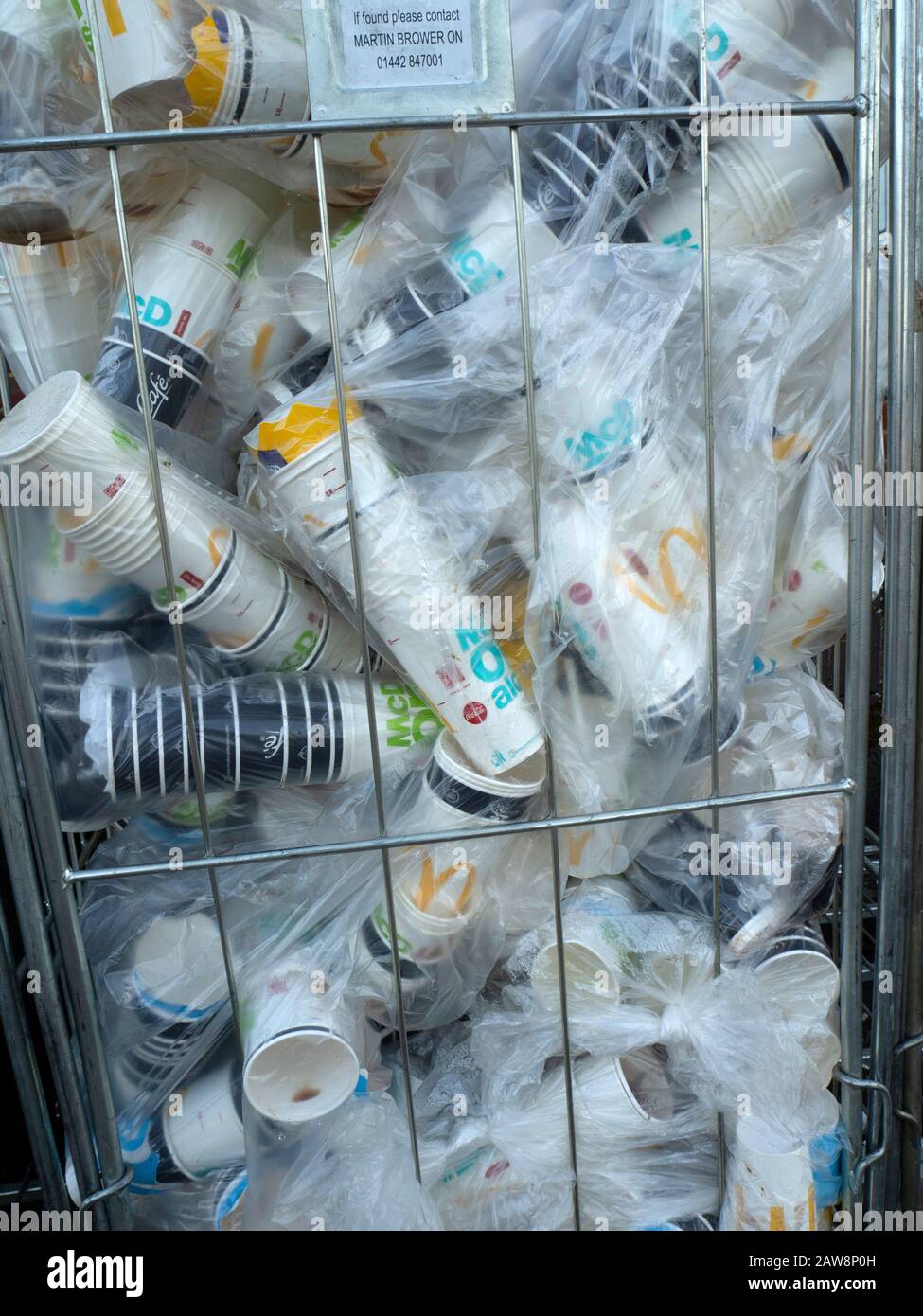McDonald's disposable paper cups in a frame roll container Stock Photo