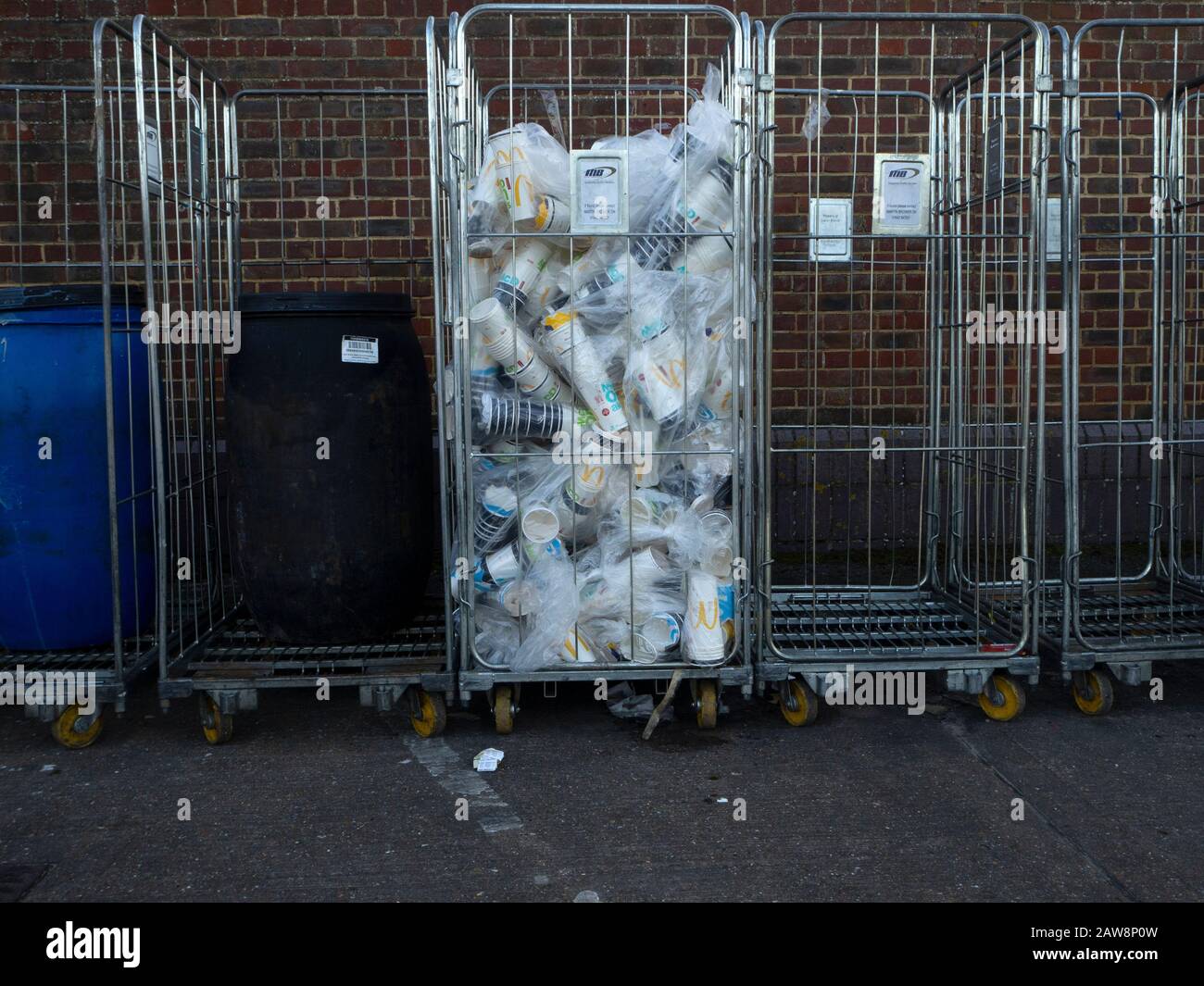 McDonald's disposable paper cups in a frame roll container Stock Photo ...