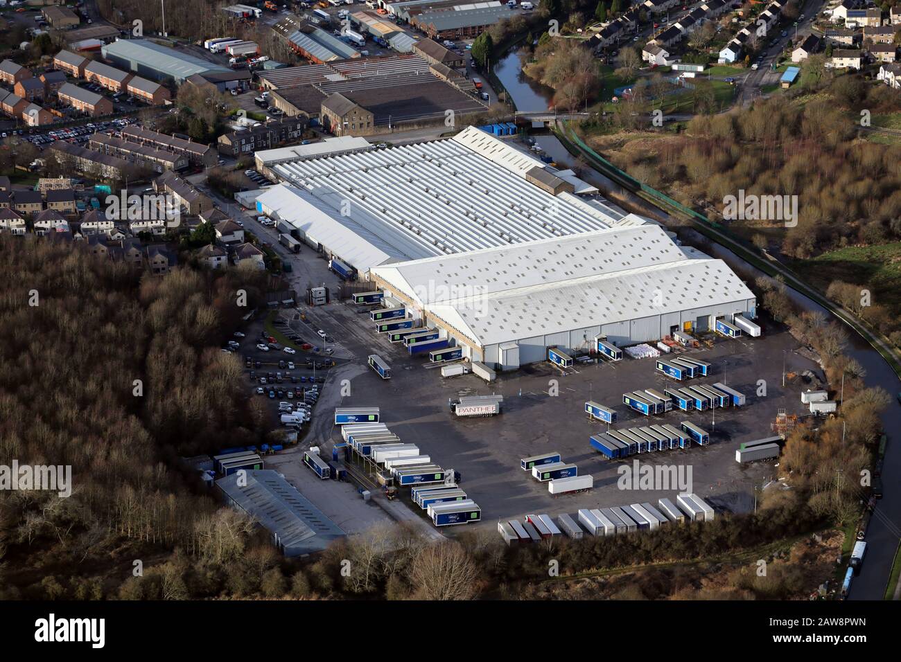 aerial view of Silentnight factory in Barnoldswick, Lancashire Stock Photo