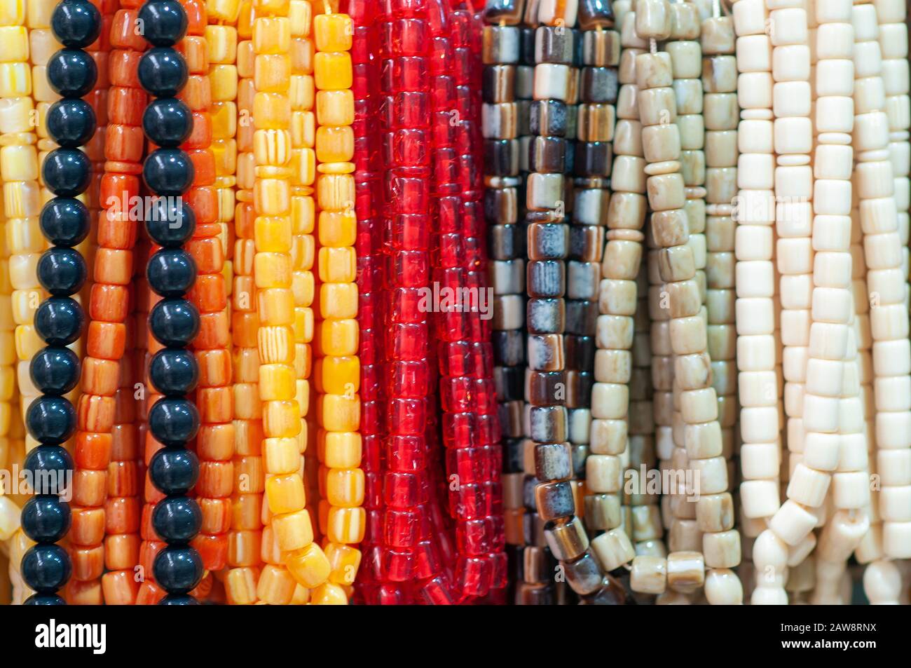 Amber prayer beads for sale in the market in Nazareth, Israel Stock Photo
