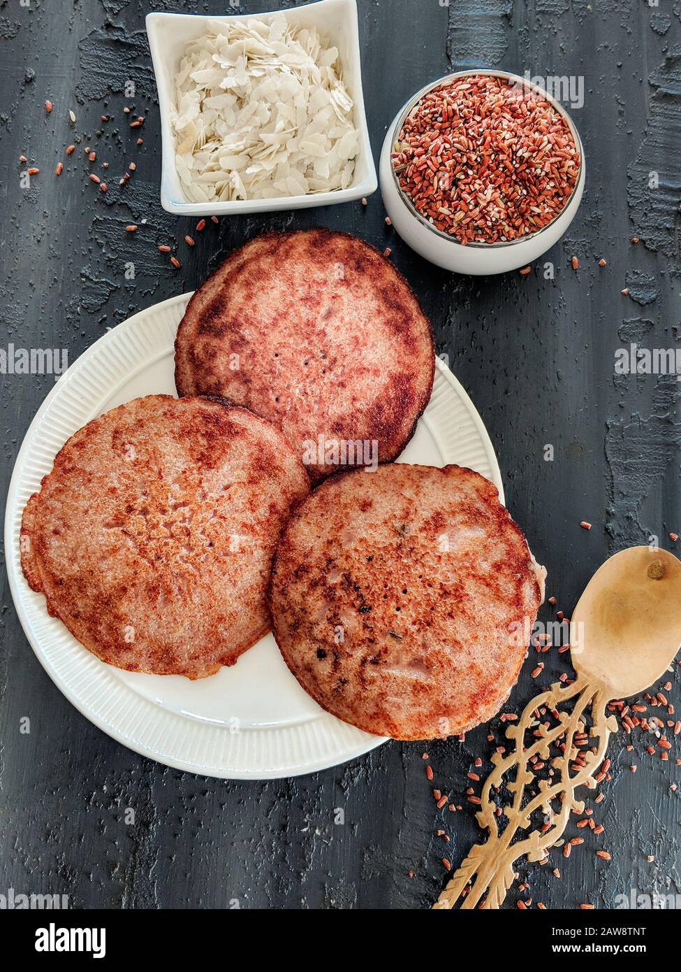 red rice pancakes, Fermented and steamed Indian rice pancakes