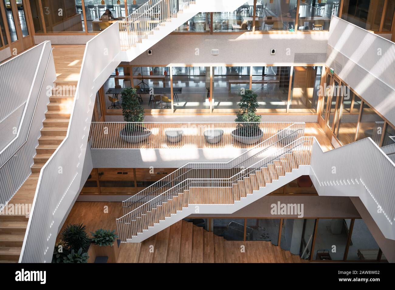 Interior of the Polak Building at the Erasmus University Woudesteijn campus in Rotterdam, the Netherlands Stock Photo