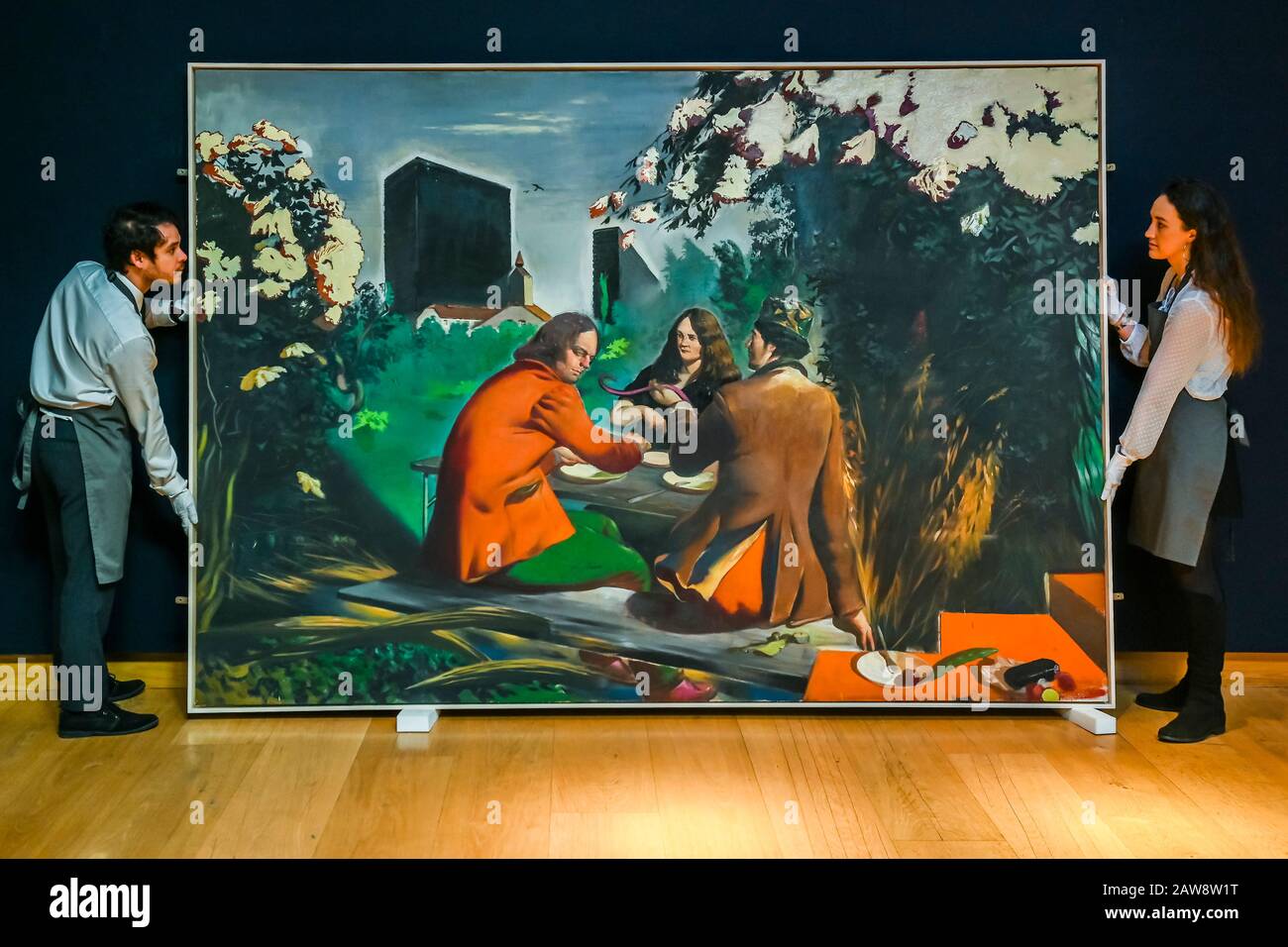 London, UK. 7th Feb, 2020. Neo Rauch, Kalter Mai (Cold May), est £0.5-0.7m - Christies previews the Post-War and Contemporary Art auction sale which take place in London on 11 February 2020. Credit: Guy Bell/Alamy Live News Stock Photo